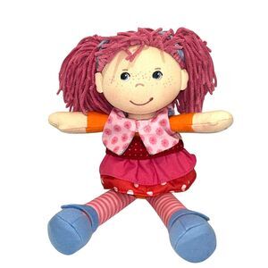 HABA Lilli-Lou 12" Soft Doll w/ Pink Pigtails Freckles Embroidered Face Germany